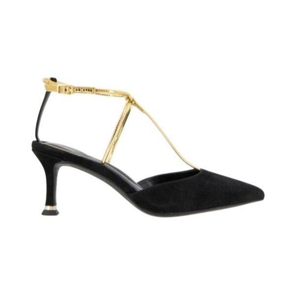 Kenneth Cole | Umi T-Strap Suede Heel in BLACK SUEDE, Size: 11 - Picture 2 of 4